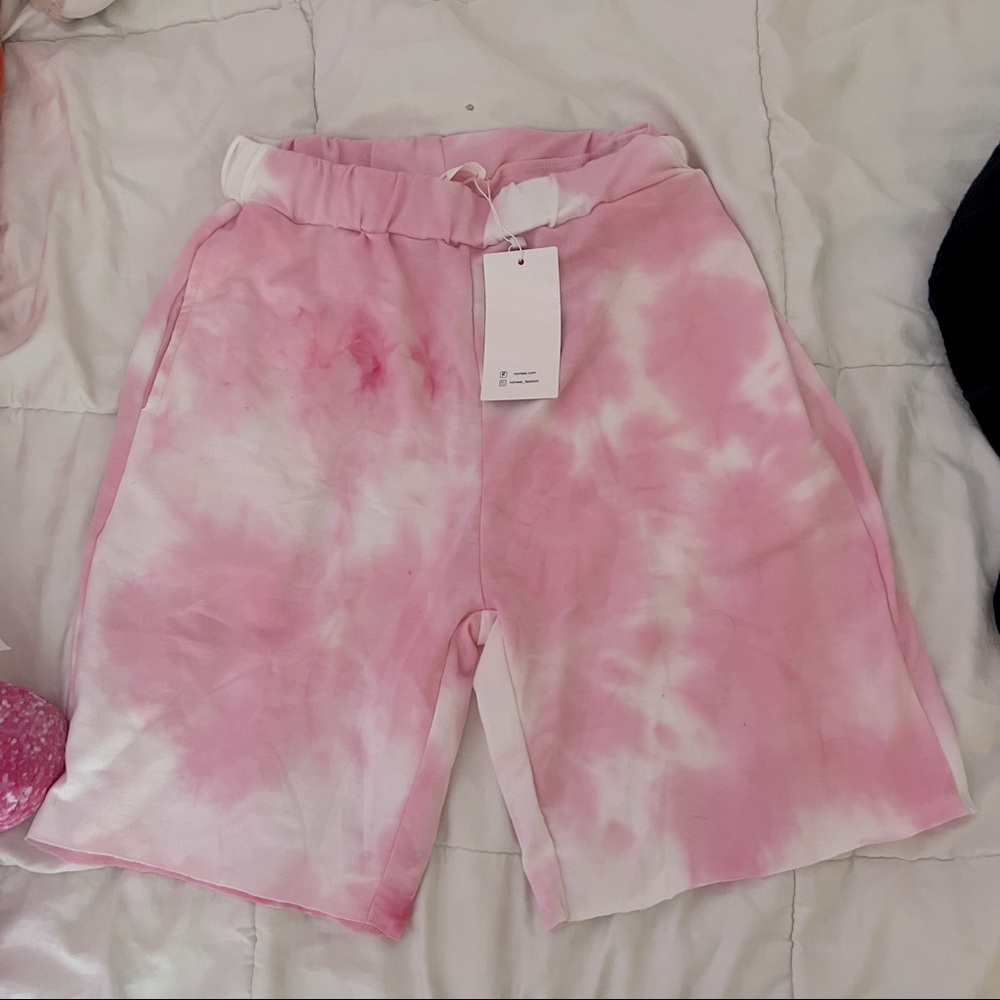 pink tie dye sweatshorts
